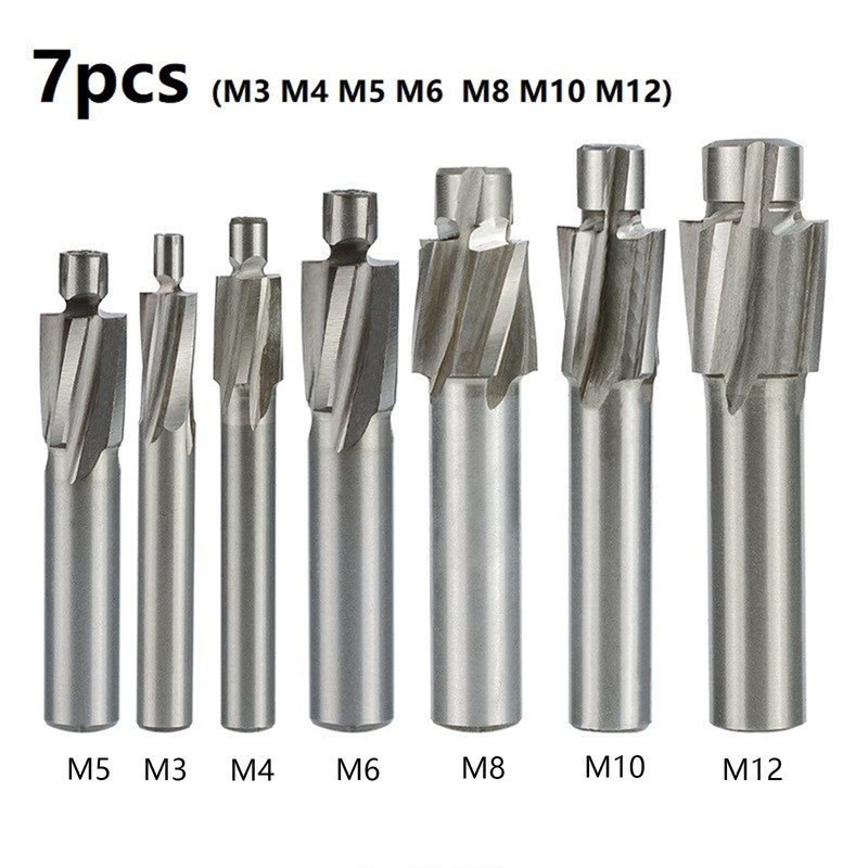Cutter HSS Counterbore End Mill M3-M12 Pilot Slotting Tool Countersink