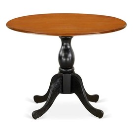 East West Furniture DST-BCH-TP Dublin Dining Room Table - a Round Solid Wood Table Top with Dropleaf & Pedestal Base, 42x42 Inch, Black & Cherry