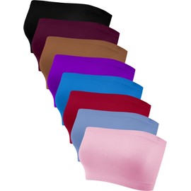 Bencailor 8 Pieces Bandeau Top for Women, Strapless Tubes Non Padded Seamless Bralettes Stretchy Sports Bra(XX-Large,Stylish Colors)