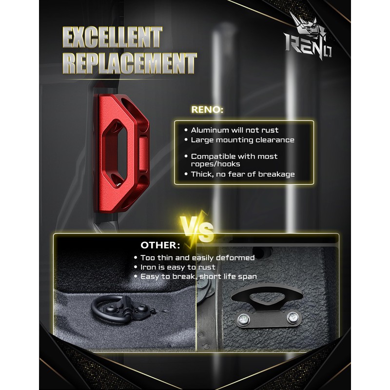 RENO Tie Down Hooks, Aluminium Bed Tie Down Anchors D