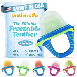 Tetherpop - Mordedor para leche materna, purés, agua, batidos, jugo y más (BlueLime)