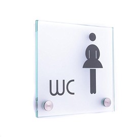 Door Sign Glass Vitrum B (130/130 mm B2) (WC Women's Standard)
