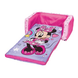 Minnie Mouse Inflatable Sofa Bed for Kids – 2-in-1 Flip Open Couch to Lounger & Nap Mat, Over 4ft Long, Removable Cover, Indoor/Outdoor Use, Ages 2–5