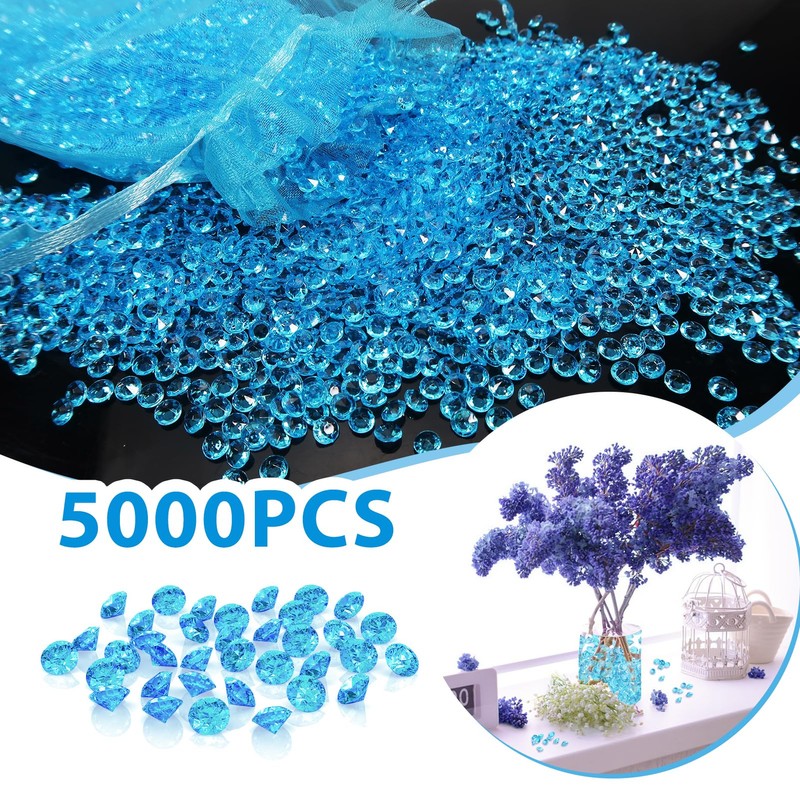 TOAOB 5000pcs Lake Blue Table Scatter Crystals Acrylic Diamonds Rhinestones