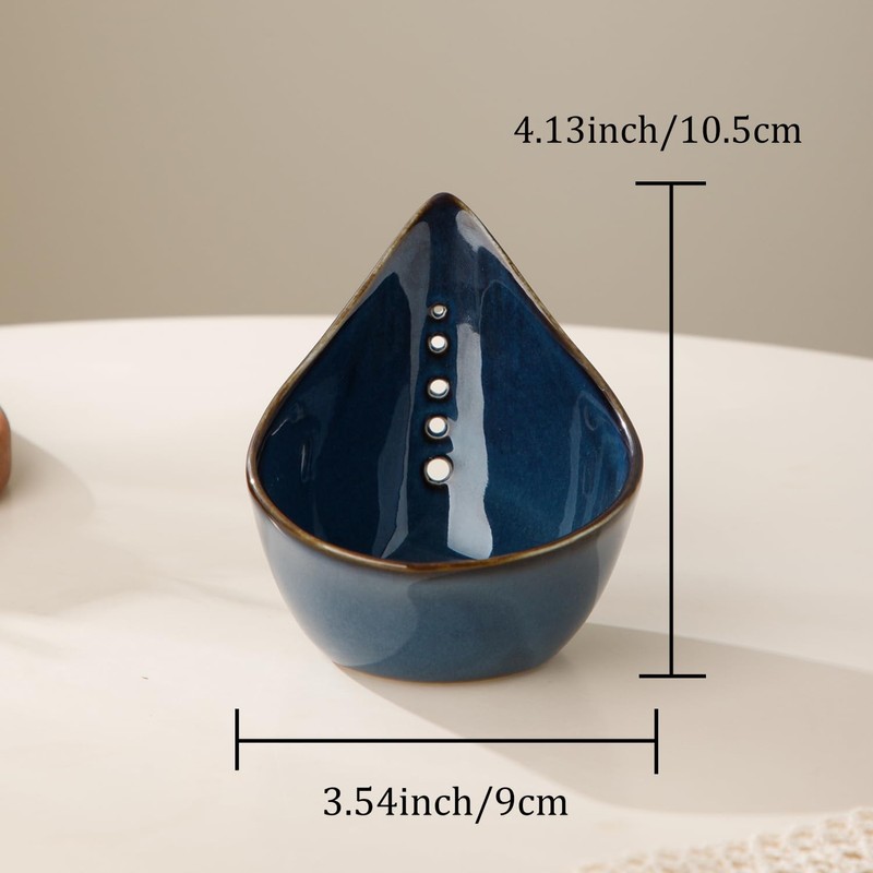 Herb Stripper Bowl, Ceramic Herb Peeling Bowl, Kitchen Herbs Leaf