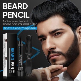 4 Tips Beard Pencil Filler for Men Black,Barber Styling Grooming Pencil with Brush Easy Carry ，Waterproof Proof, Sweat Proof, Long Lasting Solution with Natural Finish - Specification: Black
