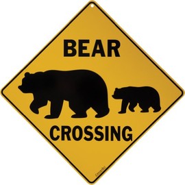 CROSSWALKS Bear Silhouette Crossing 12" X 12" Aluminum Sign (X210)