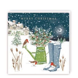 British Heart Foundation Charity Christmas Cards - Pack of 5 - Robins in a Snowy Garden - Artistic Festive Design - Made in the UK - Eco-Friendly