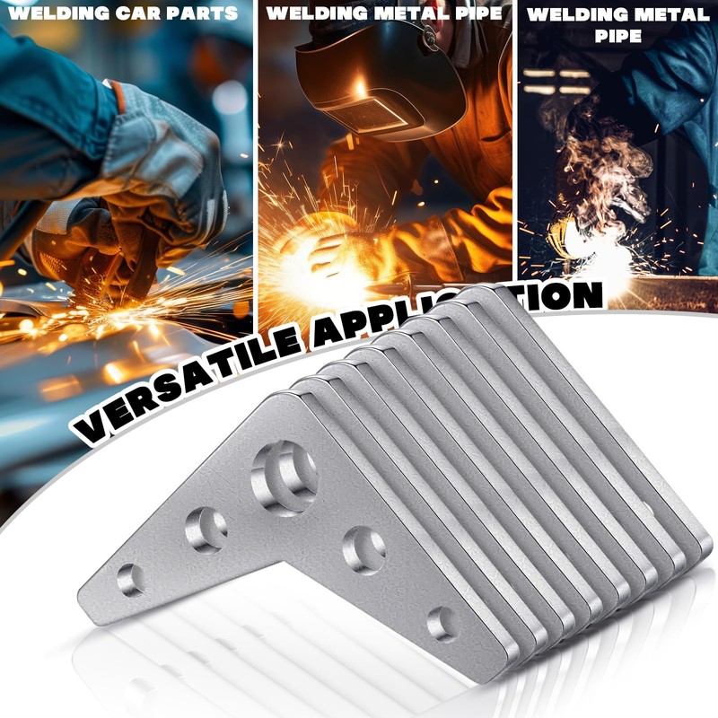 Shimeyao 10 Pcs Metal Steel Plate Gussets 3" x 3"