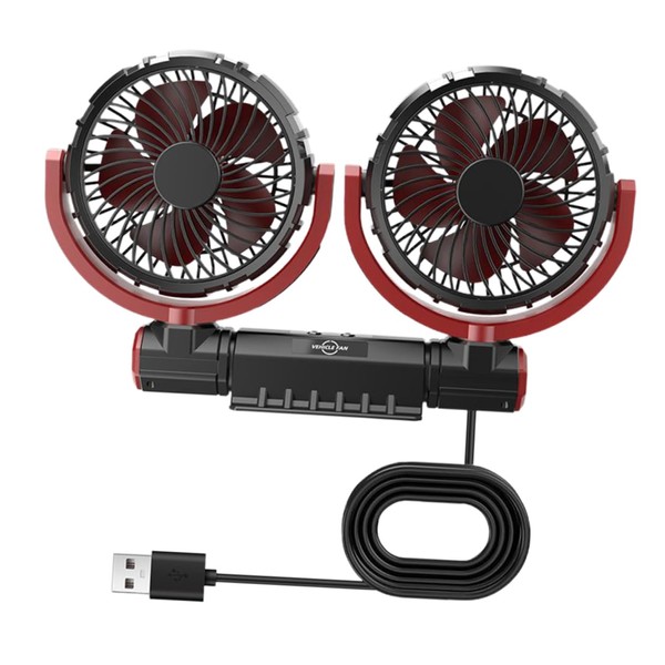 KOMBIUDA USB Adjustable Car Fan for Interior Cooling Compact Design