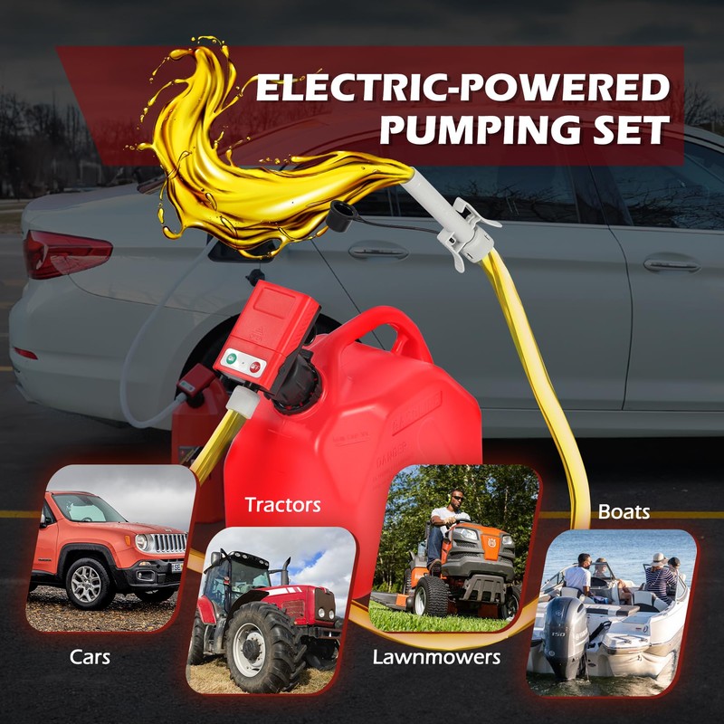 Fuel Transfer Pump with Auto-Stop, AA Battery Powered/DC 12V Power