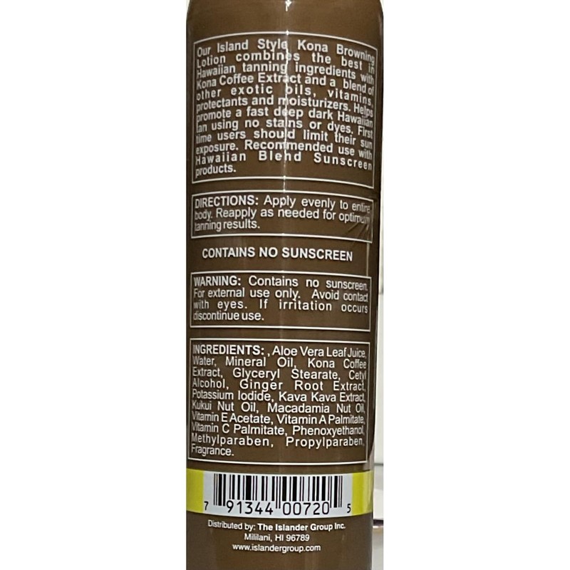 Hawaiian Blend Kona Browning Lotion 8 oz.