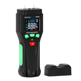 Mastfuyi Wood Moisture Meter, Portable Moisture Meter, Digital Water Leak Detector with Visual High-Mid/Low Warnings for Wood, Firewood, Concrete Floors, Carpet, Ceiling, Building Material (Pin Type)