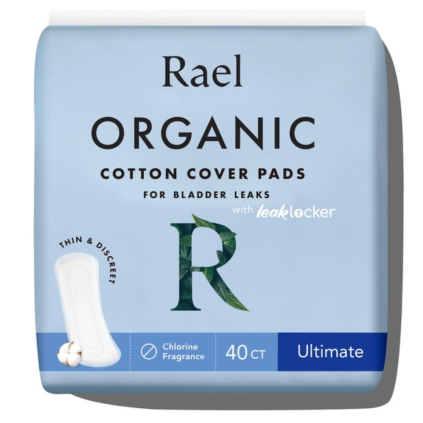 Rael Incontinence Pads for Women, Organic Cotton Cover, Postpartum Essential,
