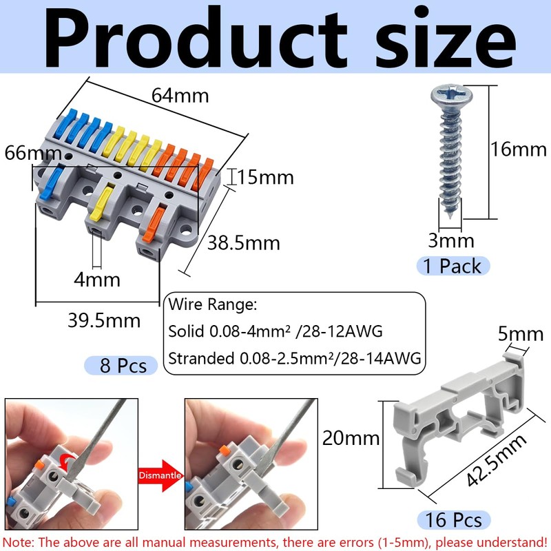 Dujelixa 3-in-12-out Lever Terminal Block Kit, Triple Input to Twelve