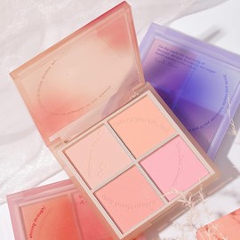 Paleta de Rubor de 4 Colores, Paleta de Rubor de Maquillaje Prensado Versátil Saturado Portátil para Mujeres, Cuatro Tonos de Rubor para un Pigmento Hermoso y Duradero, Ligero