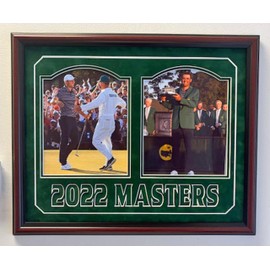 Scottie Scheffler 2022 Masters double 8x10 Photos professionally framed and double matted (Mahogany)