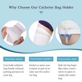 Catheter Leg Bag Holder 4 Count Fabric Catheter Sleeves Urine Leg Bag Holder - Urinary Drainage Bag Stay in Place Urine Bags for Legs Foley Catheter Bag Holder Strap for Men or Women (S-4pack)