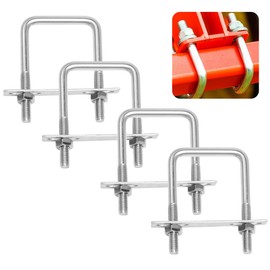Pack of 4 U-bolts M8 square U bolts roof box attachment U bracket square pipe clamp 65 x 80 mm, U bracket roof box with nuts and frame plate U bolt closure