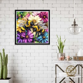 Wergund 5D DIY Diamond Art Bee, Diamond Art Kits for Adults Flower, Diamond Painting Full Drill Crystal Rhinestone Embroidery Cross Stitch Arts Craft Canvas Wall Decor Gift 14x14Inch/35x35 cm-18