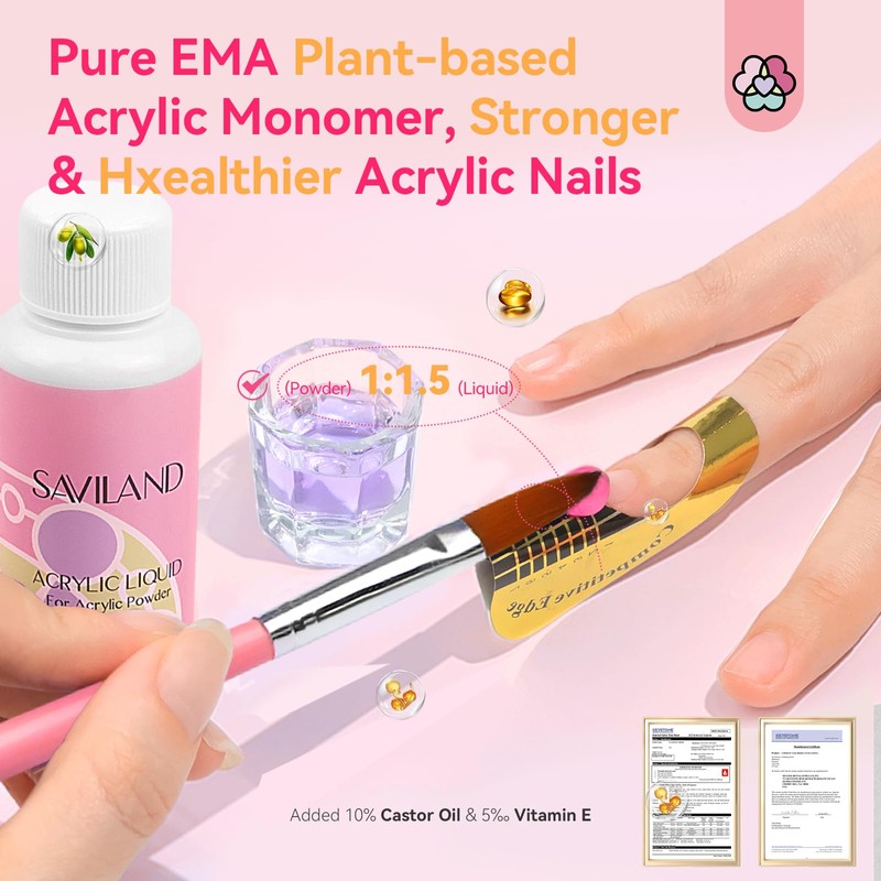 SAVILAND Acrylic Nail Kit with Drill: Professional Acrylic Nail Set