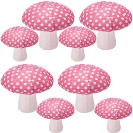 8Pcs Pink Mushroom Shaped Paper Lanterns, Windspeed Large Paper Lantern Mushroom Shaped Paper Lantern 3D Mushroom Decoration Hanging for Nursery Garden Christmas Party Decoration 8 inch, 12 inch