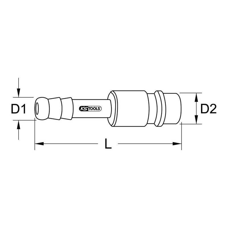 KS-Tools 515.3497 Brass Nipple with Hose Nozzle