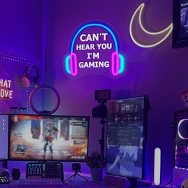 YuanDian Gamer Neon Sign, Can't Hear You I'm Gaming LED Neon Lights for Game Room Wall Decor, Gift Ideas for Boys Gamers Nephew Men Teen Son Grandson