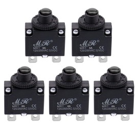 RKURCK 4 Amps Thermal Circuit Breakers, 125/250V AC 32V DC Push Button Manual Reset Overload Protector Circuit Breaker Switch 4A 5 Pack