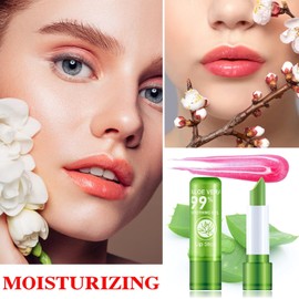 3 Labiales De Aloe Vera, Bálsamo Labial Nutritivo Y Voluminizador De Larga Duración, Hidratante, Con Brillo Labial Que Cambia De Color Con La Temperatura.