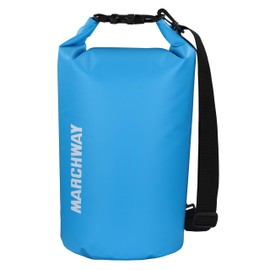 MARCHWAY - Bolsa impermeable flotante de 5L/10L/20L/30L/40L, bolsa enrollable mantiene el equipo seco para kayak, rafting, canotaje, natación, camping, senderismo, playa, pesca, Azul claro, 5L