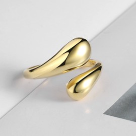 WPPHXY 14K Gold Plated Open Ring Adjustable Chunky Statement Rings for Women Men Minimalist Jewelry Gift, Color 1