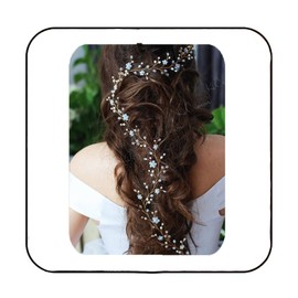 Easedaily Rhinestone Bride Wedding Hair Vine Rose Gold Pearl Bridal Headpieces Opal Hair Accessories for Women and Girls (27inch)
