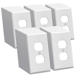 BESTTEN 50 Pack 1-Gang Mid-Size Duplex Wall Plate, Midway Switch Plates, Unbreakable Polycarbonate Receptacle Outlet Cover and Switch Cover, ETL Listed, White