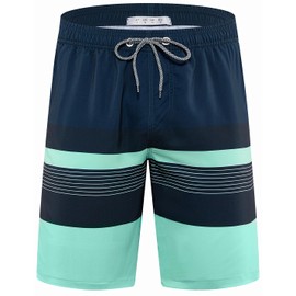 iCKER Men's Shorts, Swimming Trunks, Beach Shorts, Board Shorts, Quick-Drying for Summer, Green Stk363