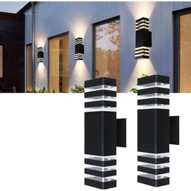 2Pack 15inch LED Square Up & Down Wall Lights,14W Outdoor Wall Light 4000K Day White Aluminum Body Waterproof IP65 LED Exterior Light Fixtures Wall Mount for House Patio Garage Garden.