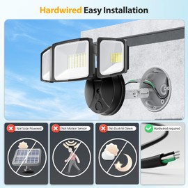 Onforu 75W Flood Lights Outdoor, 7000LM Brightness Security Lights Switch Controlled, 3 Adjustable Heads, IP65 Waterproof, 6500K Wall Mount Exterior LED Flood Light
