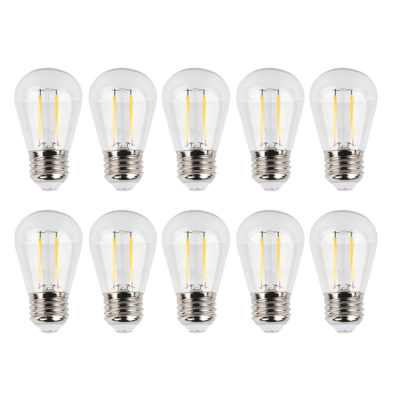 10Pcs Vintage Light Bulb S14 E27 180LM Transparent Glass LED
