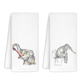 Jvpke Funny Elephant Bathroom Hand Towels, Elephant Gifts for Women, Elephant Decorative Bath Hand Towels for Bathroom Set of 2 - Elephant Bathroom Decor, 16x24 in