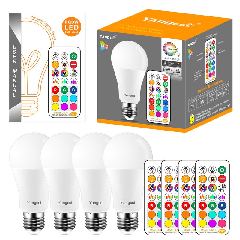 Yangcsl LED Light Bulbs 85W Equivalent 1200lm, RGB Color Changing