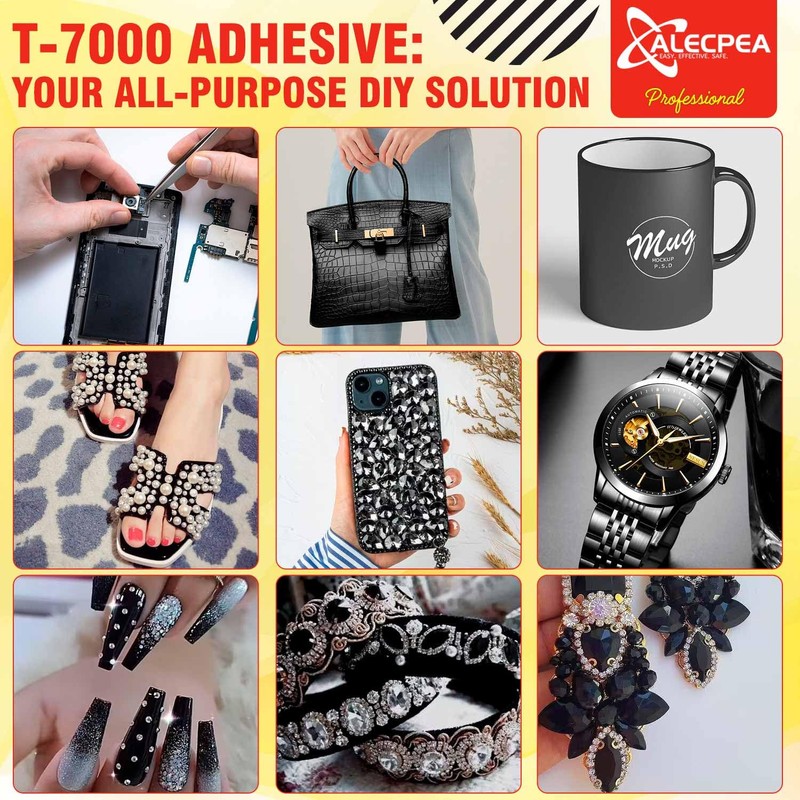 ALECPEA Upgrade T-7000 Black Adhesive Glue - 3PCS 50ml |