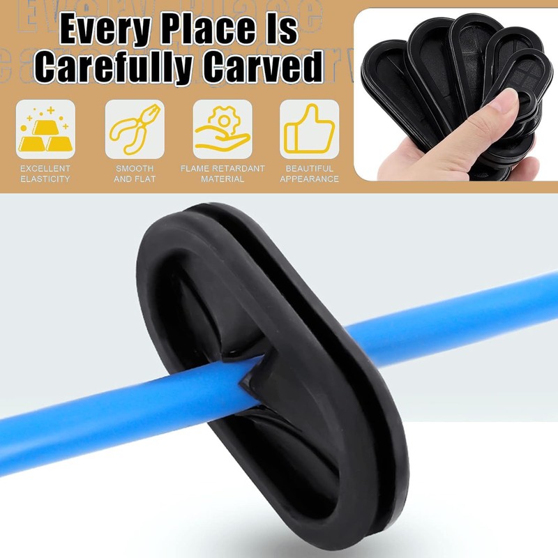 TA-VIGOR 4Pcs Oval Rubber Grommet, 46 x 23mm Double Sided