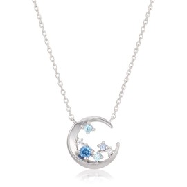 Bloom 0772-1565-0019-0000 Silver Rhodium Plated Cubic Zirconia Moon Necklace, Sterling Silver, Cubic Zirconia