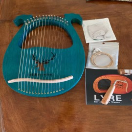 New Lyre Harp ，16 Metal String Harp Solid Wood Mahogany with Tuning Wrench Gift