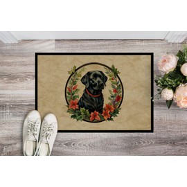 Caroline's Treasures DAC2386JMAT Labrador Retriever Christmas Flowers Doormat Front Door Mat Indoor Outdoor Rugs for Entryway, Non Slip Washable Low Pile, 24H X 36W