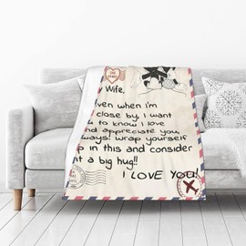 AMLUCOK Letter Blanket to My Wife 50x60 Throw Blanket from Husband I Love You Flannel Blanket for Gift Anniversary Mothers Day for Wife Birthday Gifts