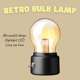 CyberPuffs Retro Bulb Lamp with Switch | Vintage Table Light for Desk, Bedside, Ambient Lighting – Industrial Decorative Accent Light for Home, Office, Living Room Décor