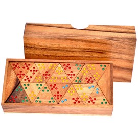 Knobelholz Triomino Colour Tridomino Triangle Domino Tile Game Wooden Domino Game for 6 Players with 56 Stones Board Game Children's Game