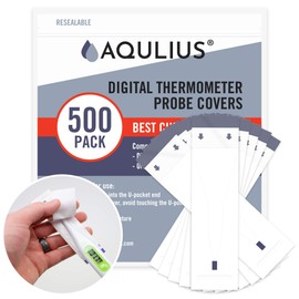 Aqulius - Fundas desechables para termómetro  Paquete de 500 fundas blancas de un solo uso, ajuste universal, cubiertas para sonda de termómetro...   