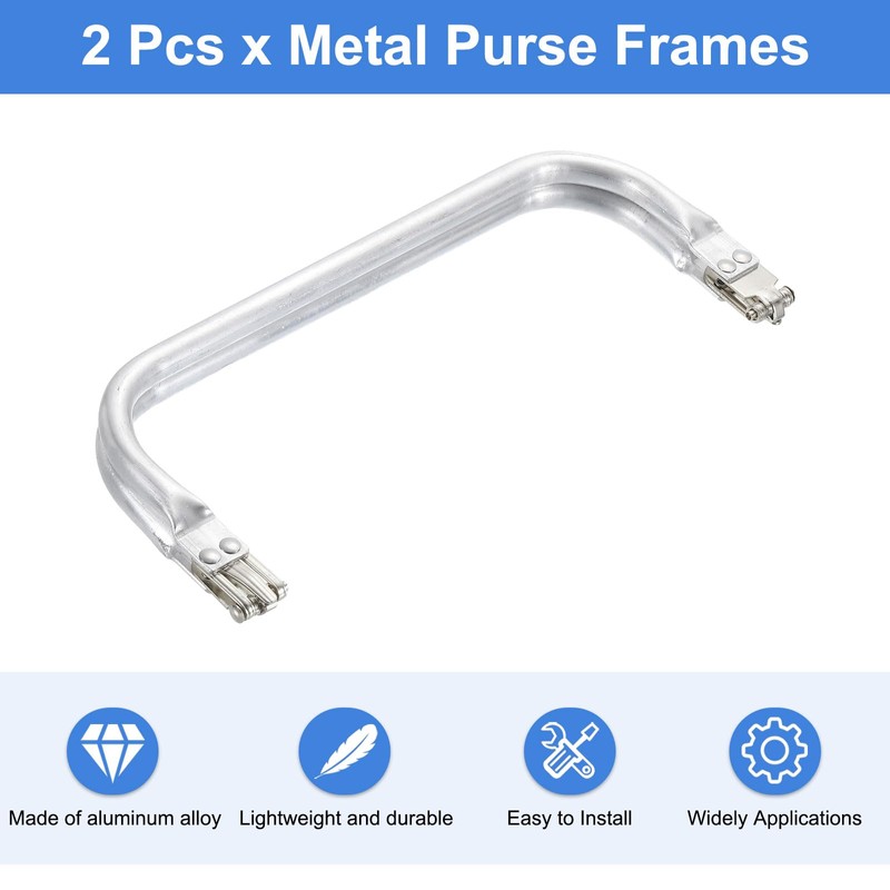 sourcing map Metal Purse Frame 9 in, 2 Pcs Rectangle